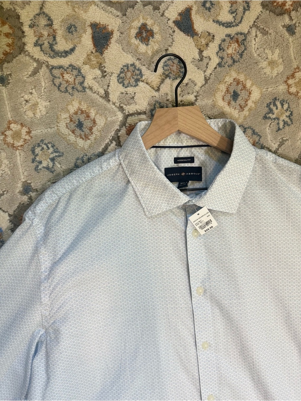 Joseph Abboud Light Blue Micro-Print Dress Shirt